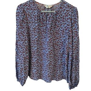 Boden Blue and Red Floral Blouse size 8